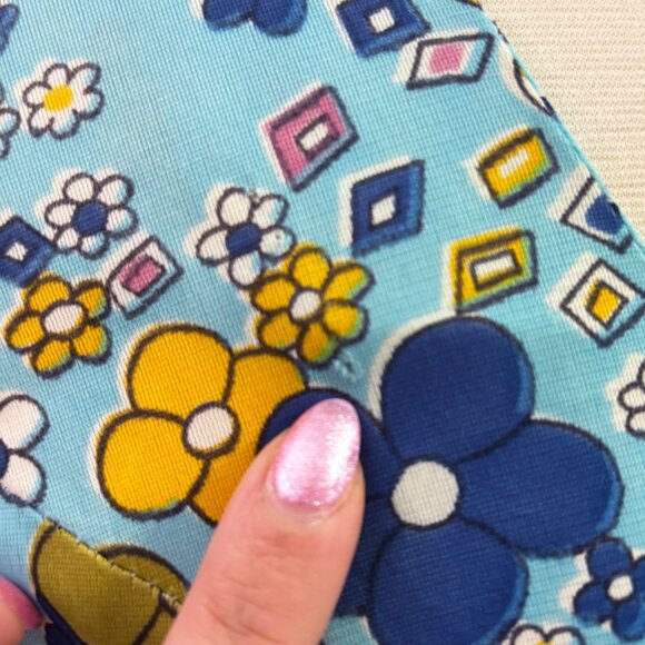 Vintage flower power blue floral button down shirt/cardigan - fits like a medium - Picture 9 of 9